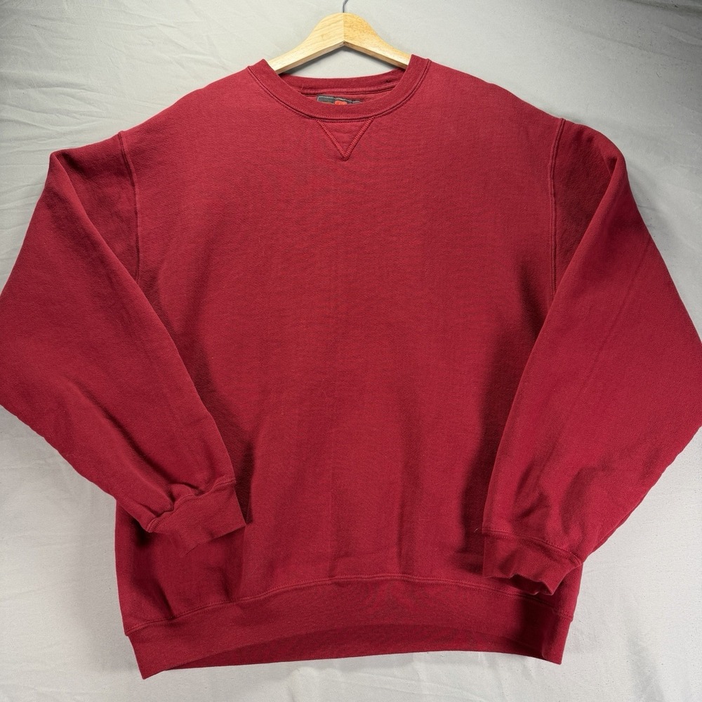 Vintage Russell Athletic Crewneck Sweatshirt Mens Large Red Thick Cotton Fleece - Picture 2 of 9